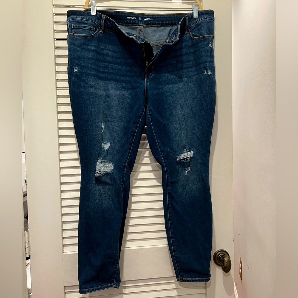 Old Navy Mid-Rise Skinny Ripped Jeans 22 Short - Picture 1 of 7
